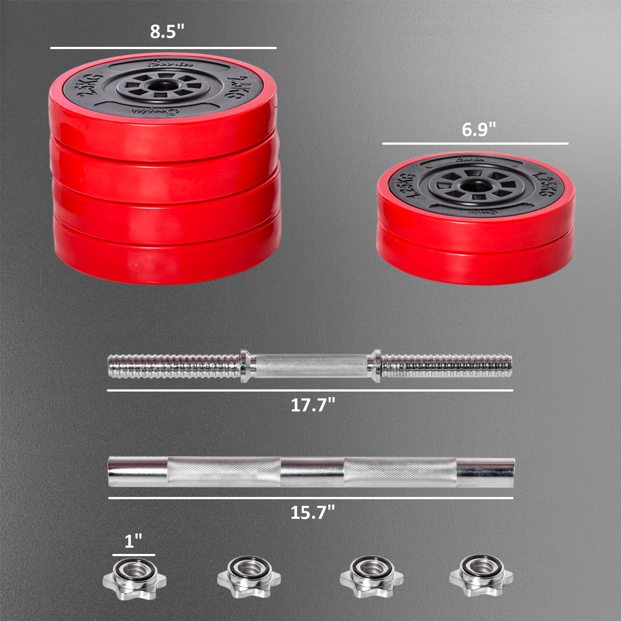 Soozier 66 lbs 2 in 1 Dumbbell & Barbell Adjustable Weight Set Strength for Arms, Shoulders and Back