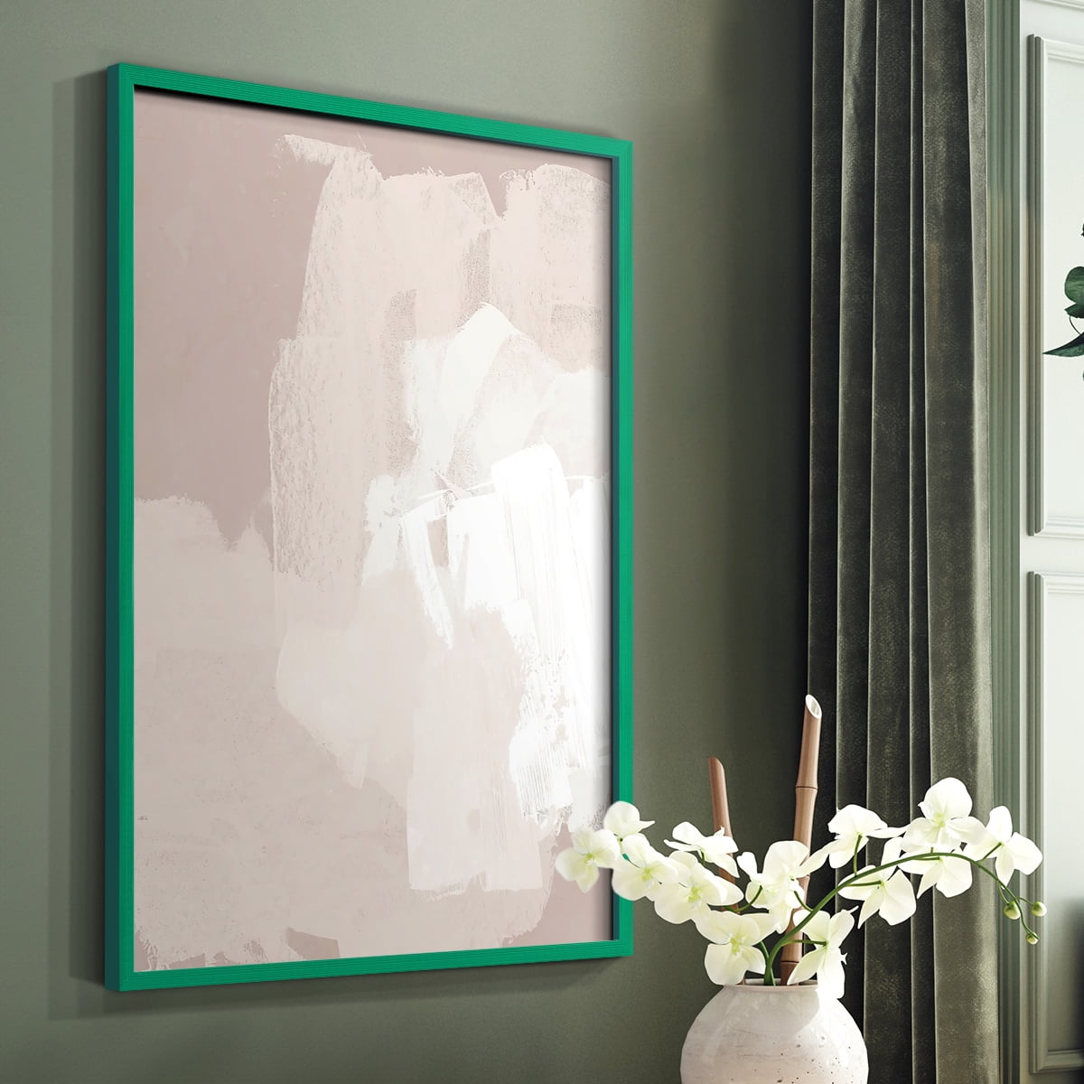 Cloud Slate II Framed Print in Green Solid Wood Framed Print No Nail Hanging