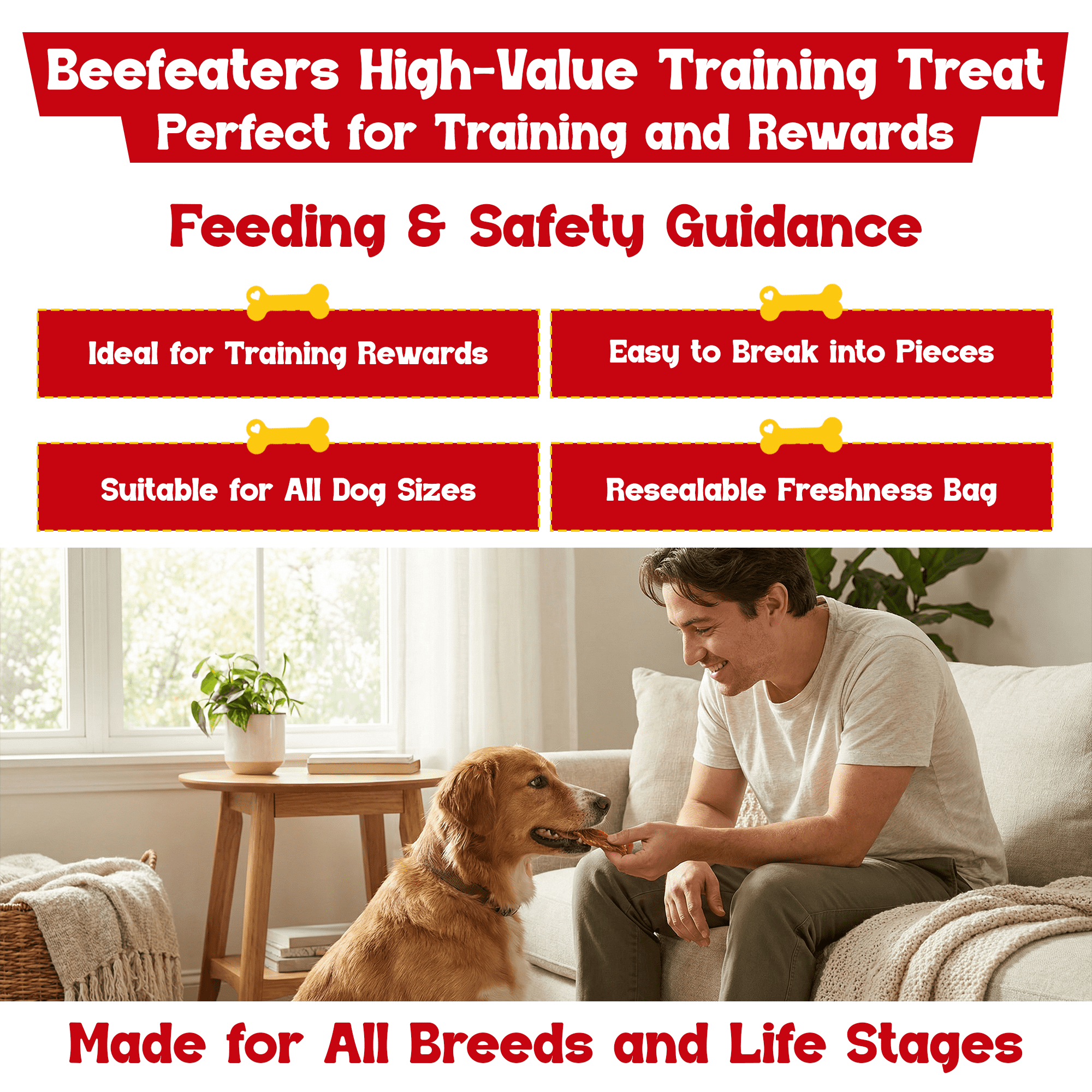 Beefeaters Chicken Jerky Strips for Dogs 38oz, 100% Real Chicken Breast, Oven-Baked, Grain-Free Dog Treats for Training & Rewards, High Protein, Low Fat, Resealable Bag, All Life Stages