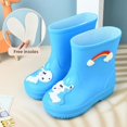 thumbnail image 1 of Botas de lluvia para niños con forro polar antideslizante para niños y niñas, bonitos zapatos impermeables sin cordones con dibujos animados para todas las estaciones, 1 of 5