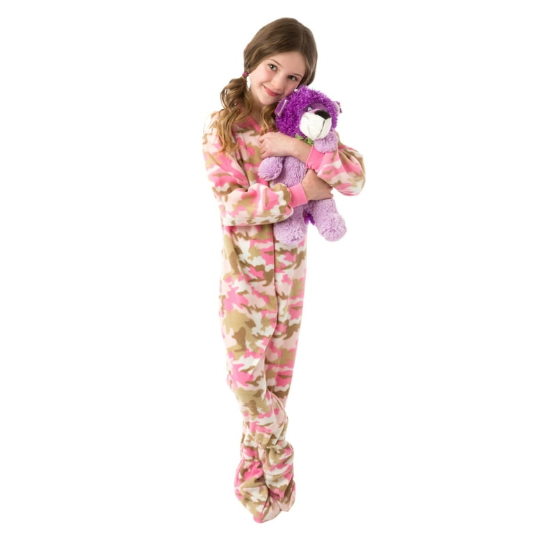 Little Girls Infant Toddler Pink Camo Fleece Footed Pajamas