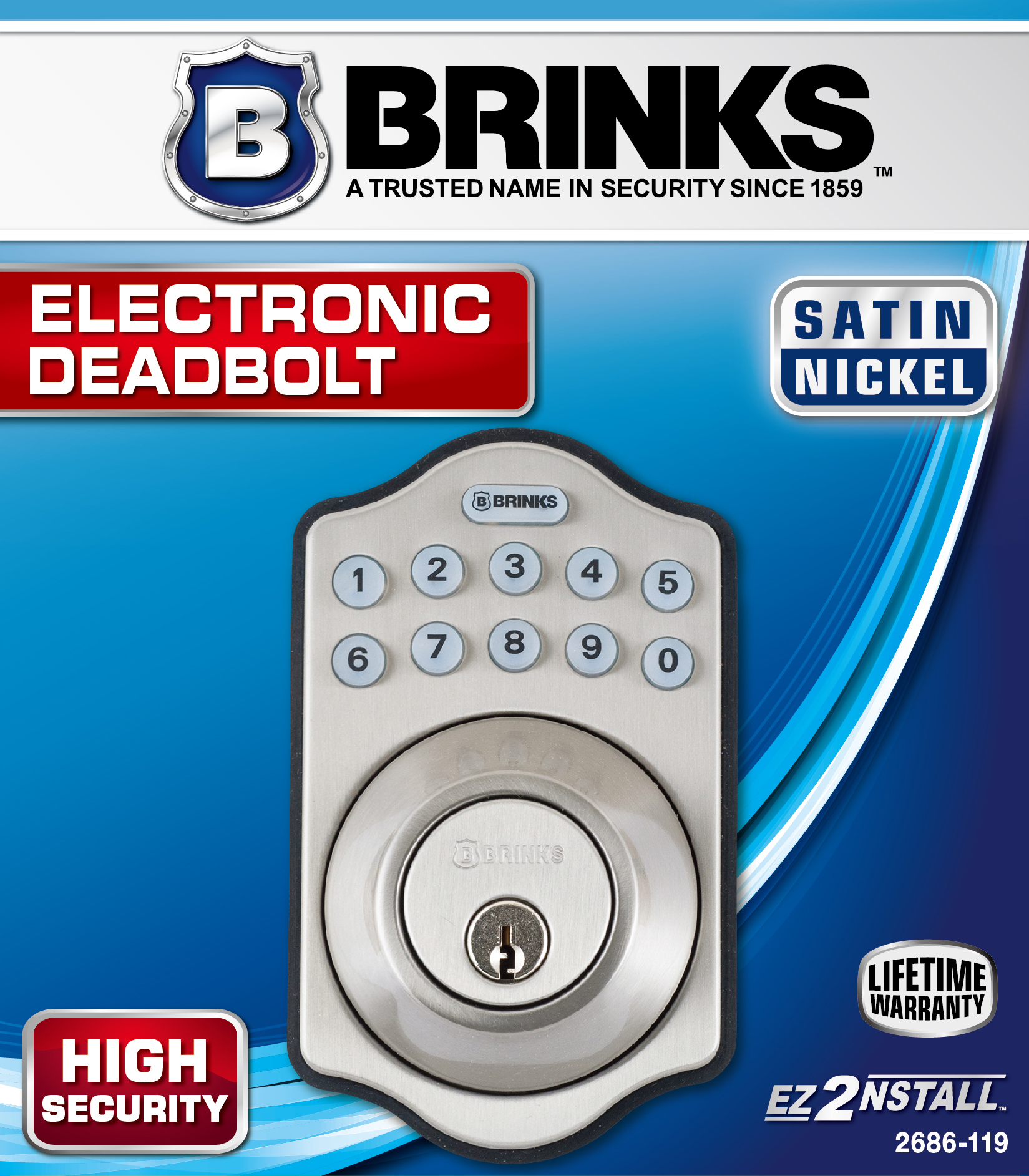 Brinks, Keyed Entry, Electronic Deadbolt, Satin Nickel Finish - image 4 of 5