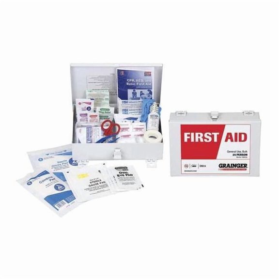 First Aid Kit and Housing, Metal 137 Components, 25 People Served