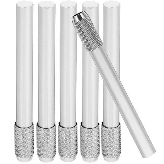 TABLZONE 6Pcs Metal Pencil Extenders Plated Silver Non Slip Holders for Art Craft and School Pencils