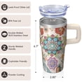 thumbnail image 3 of 20oz Coffee Mug with Lid and Straw - Stainless Steel Double Wall Vacuum Insulated Travel Tumbler, Leakproof Thermal Design, Bohemian, 3 of 5
