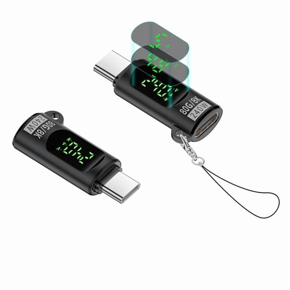 USB4 80Gbps Adapter Digital Display USB 4 V2.0 80Gbps Type C to Type C OTG Cable Connector 240W 8K Black,1 * Adapter,Black
