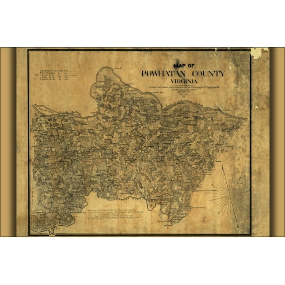 24"x36" Gallery Poster, Map of Powhatan County, Virginia 1864