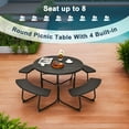 thumbnail image 6 of Resenkos 8-Person Outdoor Picnic Table and Bench Set with Umbrella Hole-Black for Patio Back Deck, Balcany, Poolside, 6 of 6