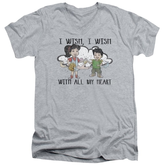 Dragon Tales/I Wish With All My Heart S/S Adult V-Neck T-Shirt 30/1 T-Shirt Athletic Heather
