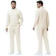 thumbnail image 4 of Tyhengta Men's Tracksuits Athletic 2 Piece Set 1/4 Zipper Casual Jogging Suit Gym Sportswear Khaki L, 4 of 8