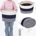 thumbnail image 3 of Sea Team Oval Cotton Rope Woven Storage Basket with Handles, 16 x 13 inches, White & Mottled Navy, 3 of 5