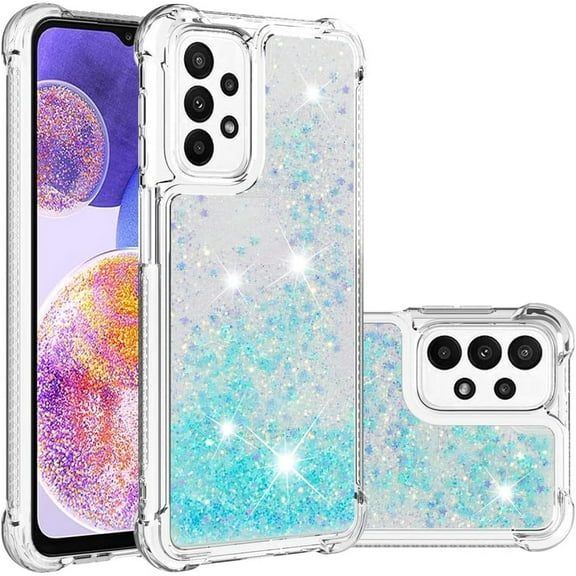 Compatible with Samsung Galaxy A23 5G Case Glitter Liquid Cute Clear Phone Case Floating Quicksand Shockproof Protective Bumper Silicone Soft TPU Case for Samsung Galaxy A23 5G Star Blue YB