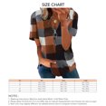 thumbnail image 5 of Blusa de manga corta Top con estampado de cuadros y media cremallera Blusa holgada de manga corta para dama Naranja L, 5 of 5