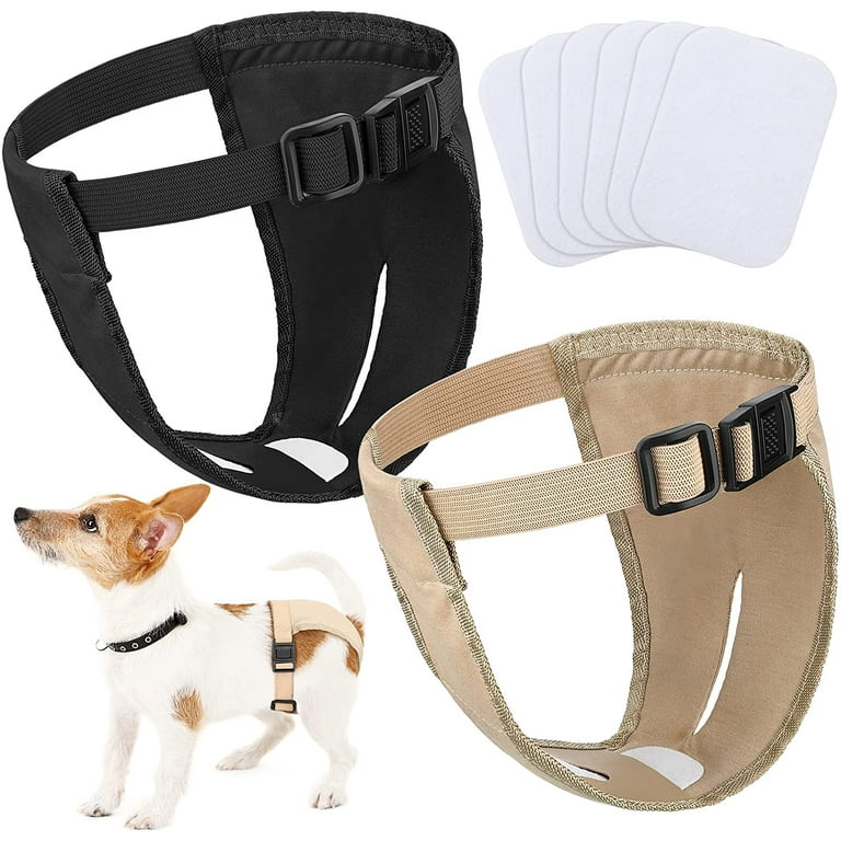 2 Pack Dog Pants Dog Nappies with 6 Sanitary Pad Adjustable Protective Trousers for Female Dogs in Heat Monthly Bleeding Physiological Washable Pants
