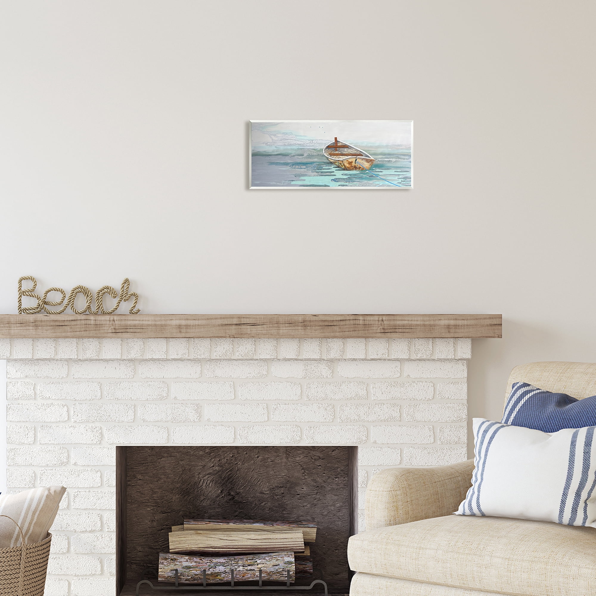 Stupell Industries Dinghy Boat Painting Transportation Painting Unframed Art Print Wall Art, 17 x 7