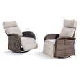thumbnail image 3 of POCASSY Outdoor Swivel Recliner Chairs Set of 2, Brown Wicker Recliner Patio Swivel Chair with Adjustable Reclining Back and Lifting Footrest for Porch Pool Deck, Beige Cushion, 3 of 10
