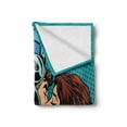 thumbnail image 2 of Love Soft Flannel Fleece Throw Blanket, Astronaut Kisses His Wife Illustration Vintage Pop Art Retro Style Print, Cozy Plush for Indoor and Outdoor Use, 50" x 70", Petrol Blue and Brown, by Ambesonne, 2 of 6