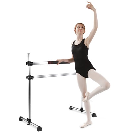 Yescom 4 Ft Ballet Barre Double Bars Height Adjustable ortable Stretch Bar for Dancing Fitness Kids Home or Studio