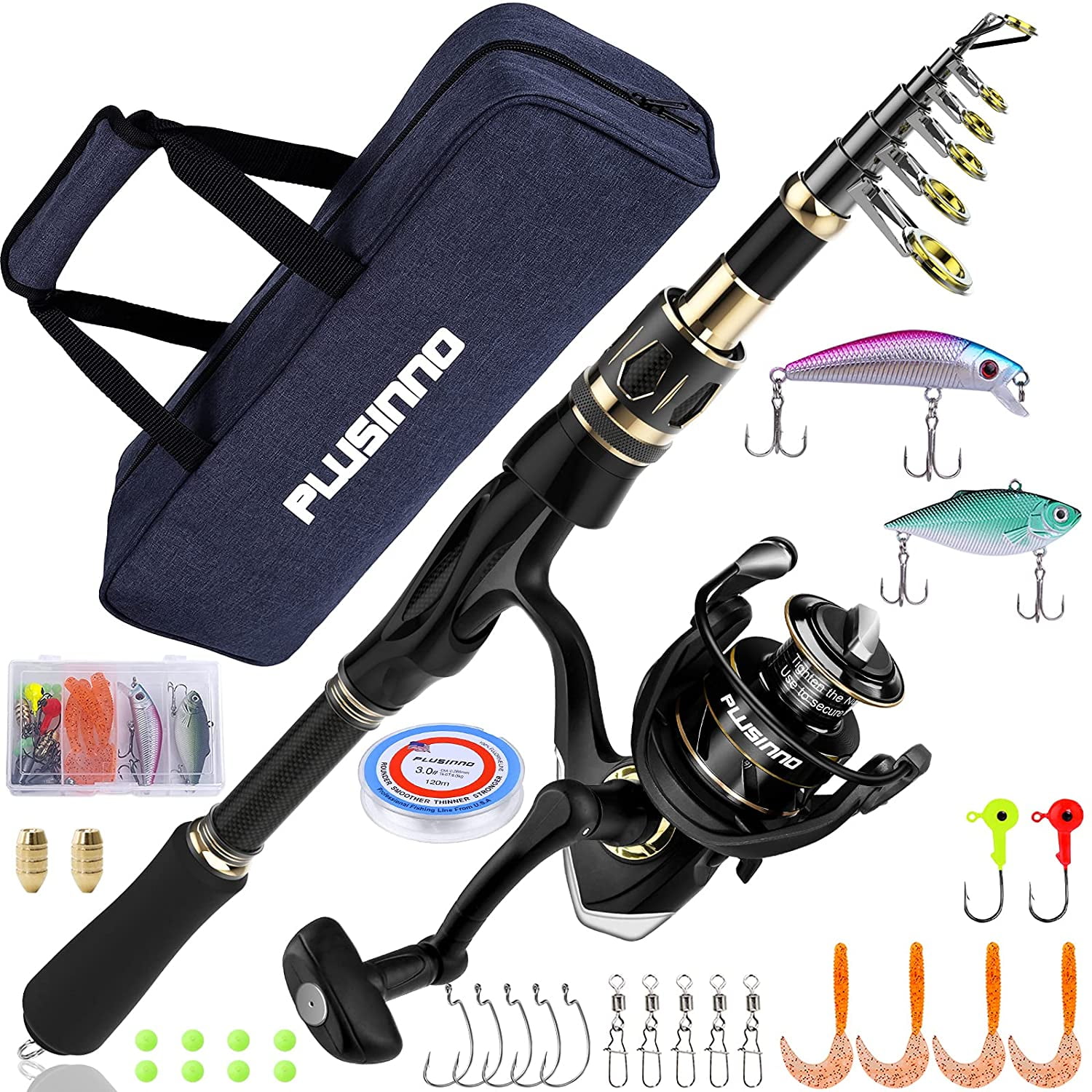 Spinning Telescopic Fishing Rod and Reel Combos Kits Portable Fishing Tackle Set 