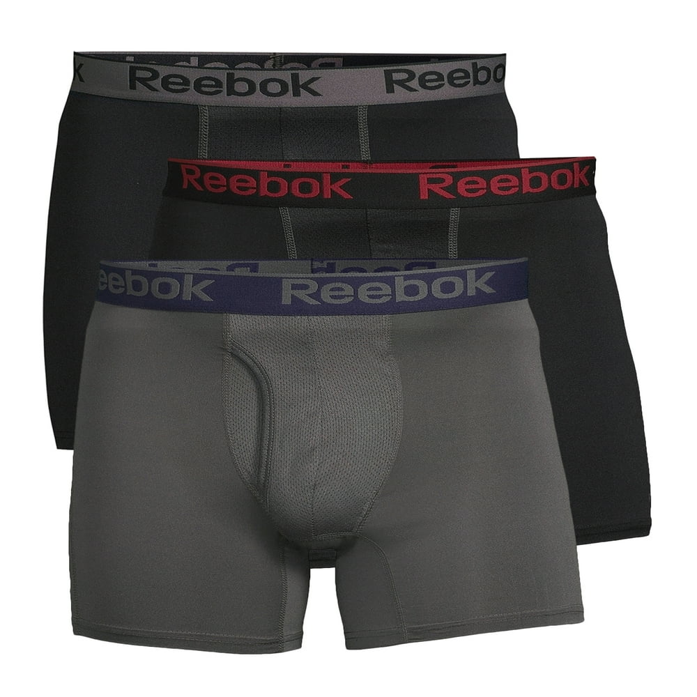 Reebok Men'S Pro Series Performance Boxer Brief Extended Length Underwear 7.5 Inch, 3 Pack