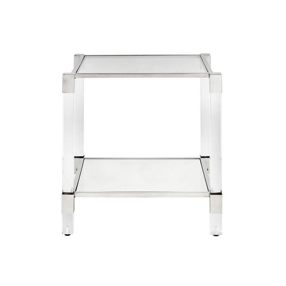 Home Gear Table de bout carrée argentée avec pattes en acrylique