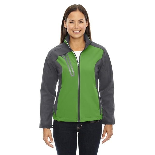 The Ash City - North End Ladies' Terrain Colorblock Soft Shell with Embossed Print - VALLEY GREEN 448 - S