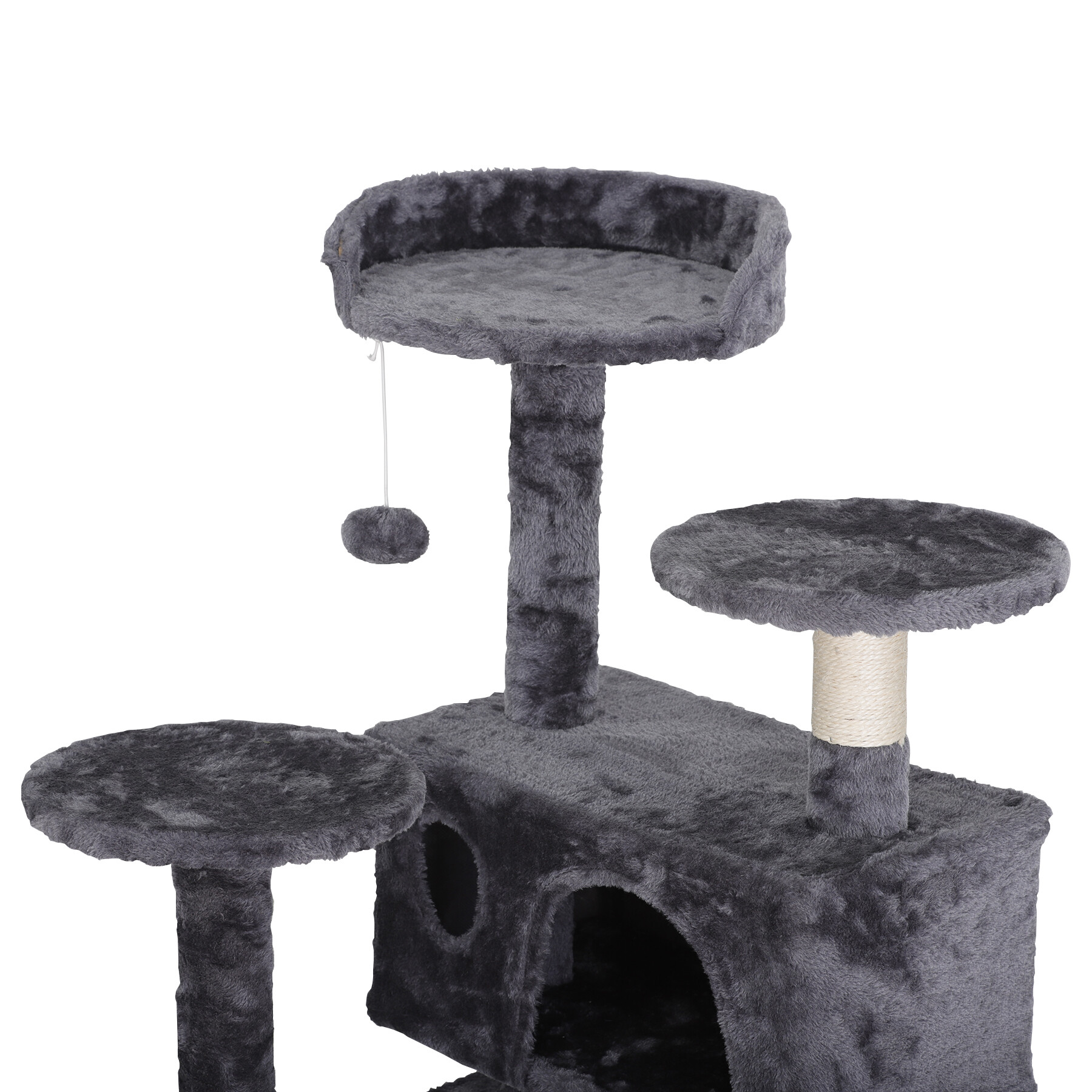 Zenstyle 53-in Cat Tree & Condo Scratching Post Tower, Dark Gray - image 3 of 14