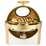 Wilprep 6.3 qt Roll Top Chafing Dish Buffet Set Stainless Steel Catering Chafer Gold