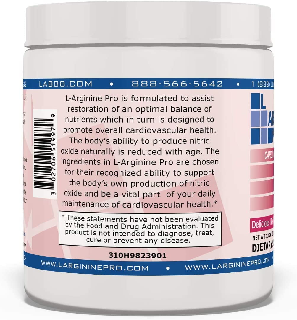 L-Arginine Pro Powder - 5500mg L-Arginine, 1100mg L-Citrulline Cardio Health GrapeBerry/ Citrus Orange/ Raspberry ( 3 Jars)