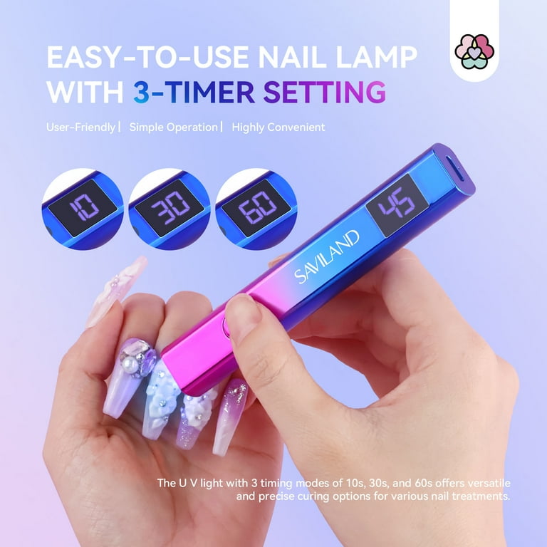 Saviland Mini Handheld UV Light, Portable Nail Drying Lamp with