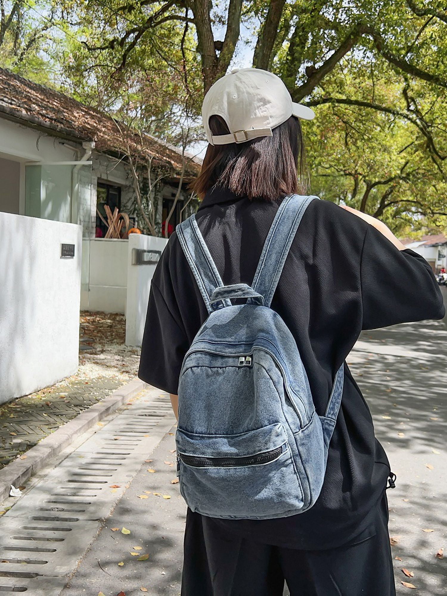 Fashion Denim Backpack Jeans Backpack Large Capacity for