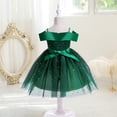thumbnail image 4 of XZNPDUCQ Girls Summer Floral Ruffle Sleeve Tie Back Vintage Toddler Birthday Tea Party Dress,cute party Wedding Princess Dress (4-5 Years,Green), 4 of 8