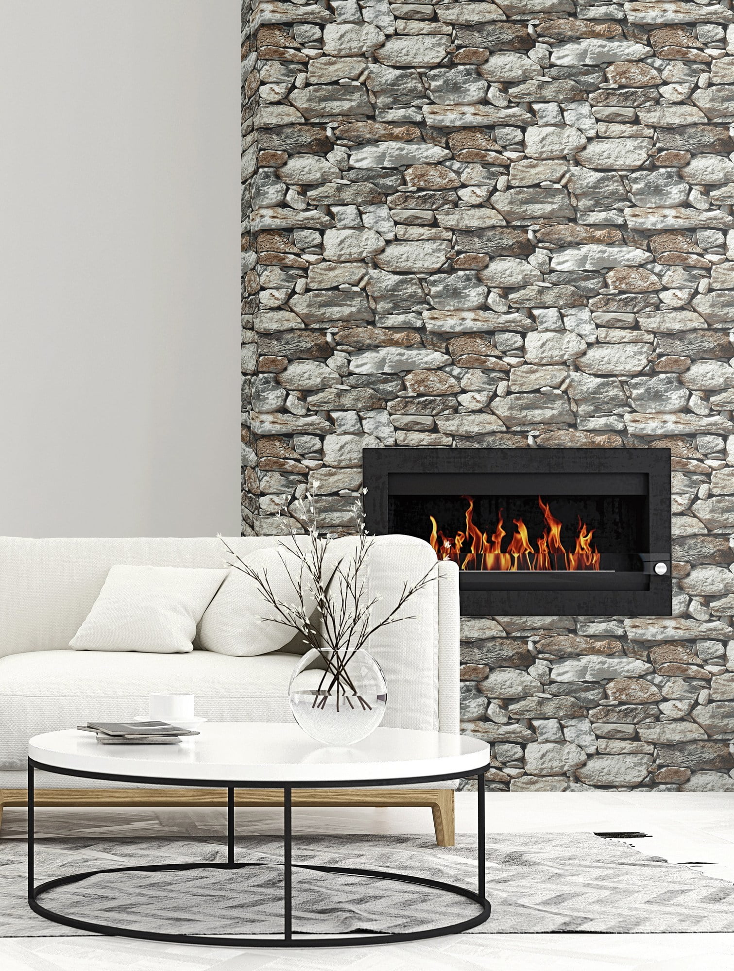 NextWall Stone Wall Peel and Stick Wallpaper (Gray)