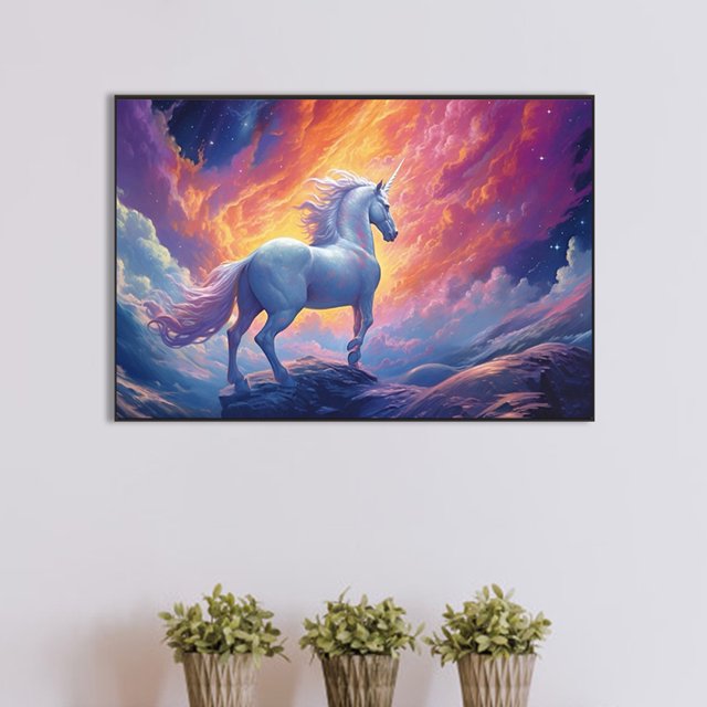 Pintura de diamante 5D DIY, taladro redondo completo, Kit de unicornio, decoración del hogar, 60x40cm FLhrweasw Nuevo