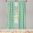 thumbnail image 2 of Ambesonne Boho Curtains, Succulent Leaves Ornament Art, Pair of 28"x95", Jade Green and Cadet Blue, 2 of 4