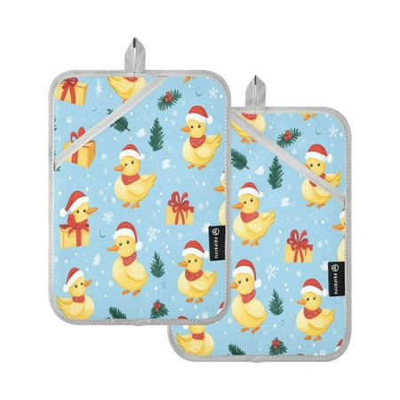 

Two Pieces Of Square Heat Insulation Pad Oven Mitts 7x9.8 Inch Oven Microwave Kitchen Cooking Baking Christmas Duck
