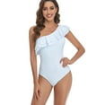 thumbnail image 2 of Yuncity Womens Swimsuits One Piece Ladies Solid Color Lace V-Neck One-Piece Swimsuit Bathing Suit Swimwear For Beach Pool White S-Xxl, 2 of 3