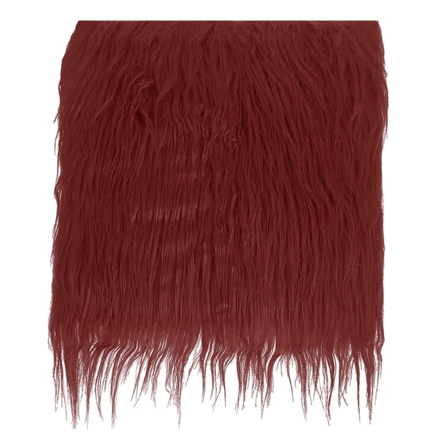 Unique Bargains 1 Pcs 10 x 10 Inch Plush Faux Fur Fabric Square Fluffy Faux Fur Patches Cuts, Dark Red