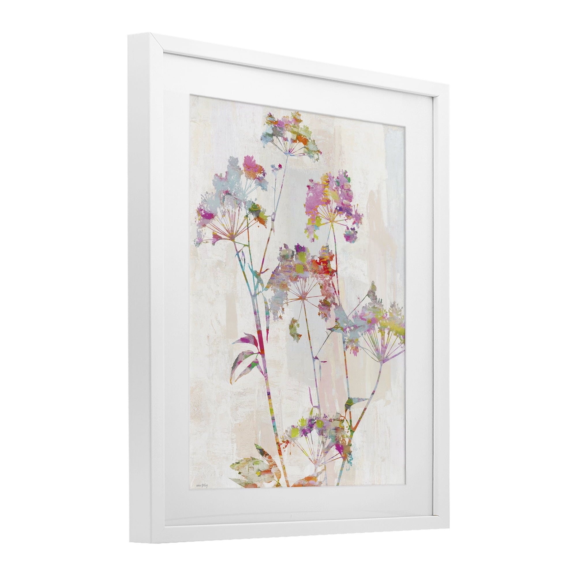 Kaleidoscopic Delicate Herbs White Framed Print Under Glass, design by Amber Sterling