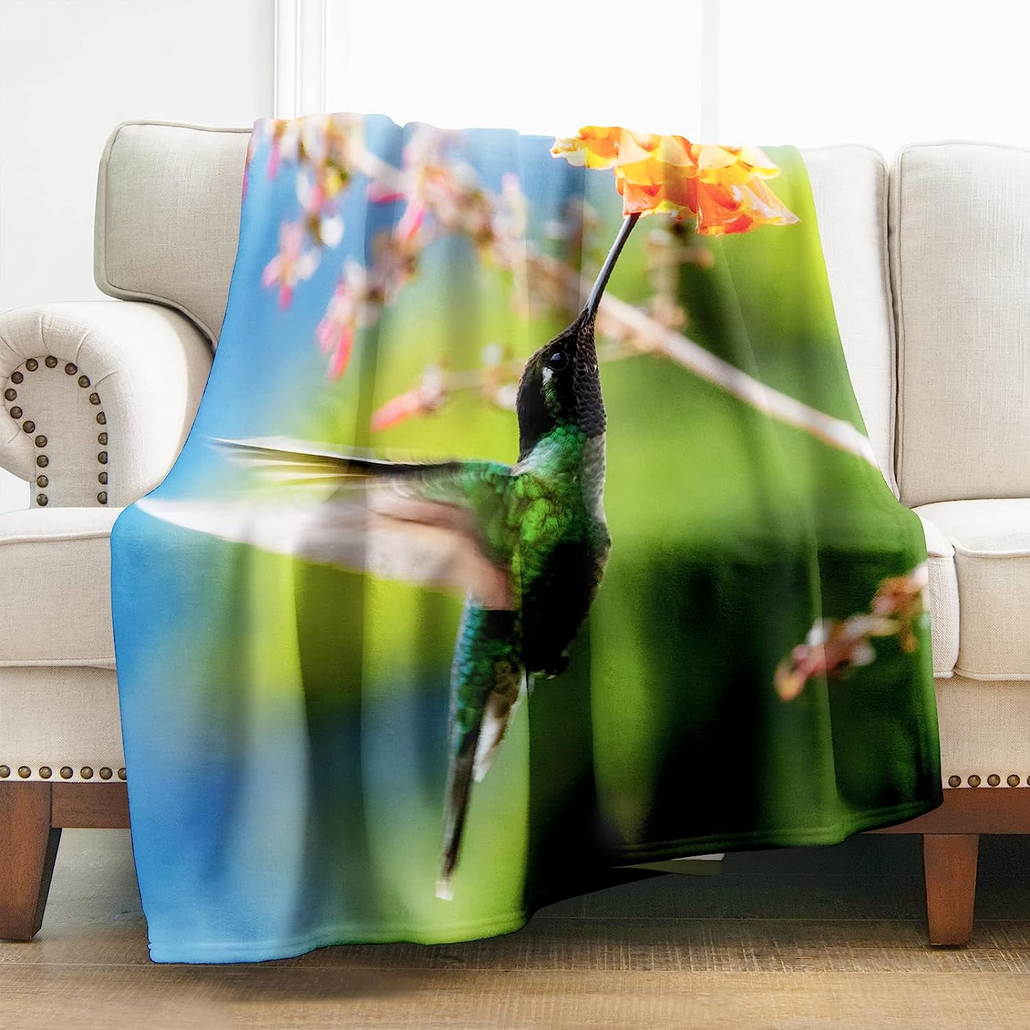 WISH TREE Levens Hummingbird Flower Blanket Gifts for Women Girls Mom