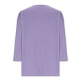 thumbnail image 3 of LEBONYARD Women's Fashionable V-Neck Solid Colored Chic Three Quarter Sleeves Temperament Pullover Tops Casual Ladies Loose Soft Fitting Tops, 3 of 5