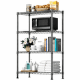 thumbnail image 1 of 4 Tier Metal Storage Rack, Powder-Coated Steel Wire Shelving Unit, Freestanding Floor Shelf, Tool-Free Assembly, 60 x 40 x 121 cm, Midnight Black, 1 of 6