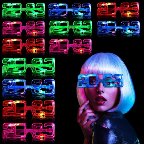 2024 LED Flashing Light up New Year's Eve Novelty Glasses Assorted Colors1 Dozen