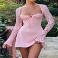 thumbnail image 2 of Robe en Dentelle à Manches Longues à la Mode pour Femmes, Mini-Robe Décolletée Basse Provocante pour Fête, 2 of 9