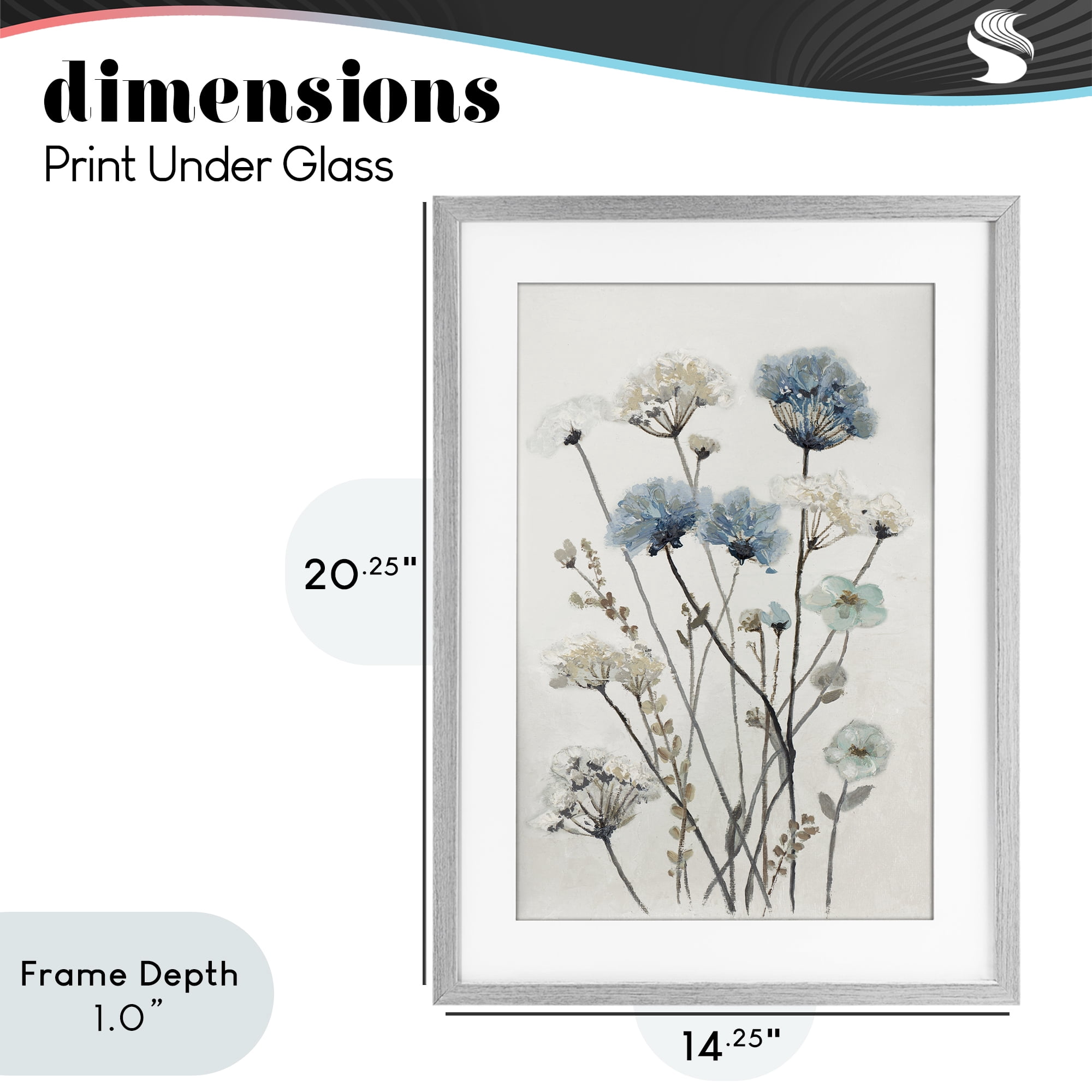 Stupell Industries Blue & Beige Garden Gray Framed Print Under Glass, design by Patricia Pinto