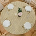 thumbnail image 1 of GFDYREE Round Vinyl Fitted Tablecloth with Flannel Backing Elastic Edge Plastic Table Cover Waterproof Table Cloth Stain-Resistant Wipeable for 40"-44" Round Table, 1 of 7