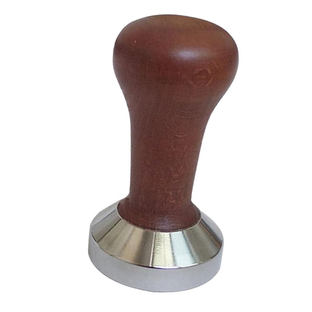 49mm Coffee Espresso Tamper Barista Tool Handled Press with a stainless steel flat base and a wooden handle. Designed for precision coffee bean pressing, it features a durable, rust-resistant base and an ergonomic handle for easy grip. Suitable for use with profilters, filters, or cups, and available in multiple base diameters. Ideal for home baristas or as a gift for coffee enthusiasts.