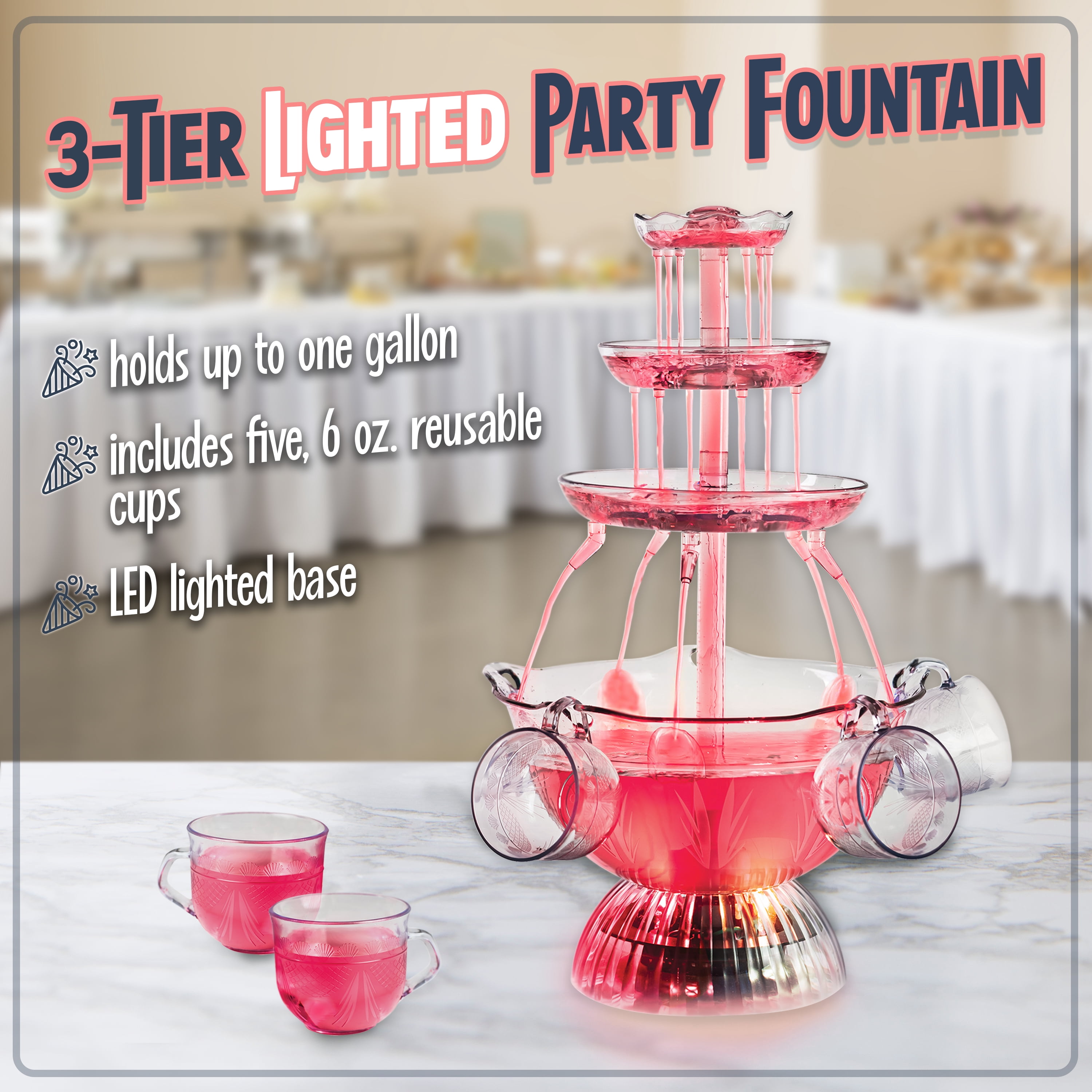 Nostalgia LPF1501PK Vintage Collection Lighted Party Fountain
