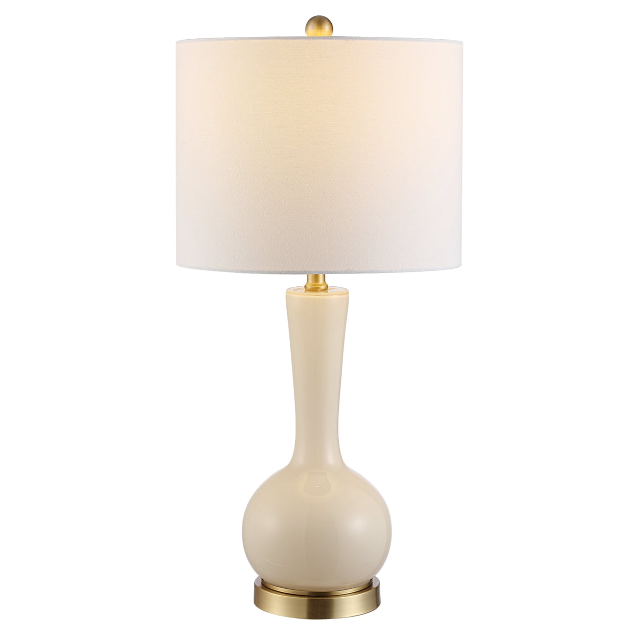 Safavieh Gaetna 15 in Contemporary Gold Table Lamps with Clear Glass White Transitional Shades
