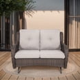 thumbnail image 4 of POCASSY 52" Width Outdoor Loveseat, Rocking Glider All Weather Wicker Patio Loveseat with Deep Seat for Porch Balcony and Backyard, Beige, 4 of 7